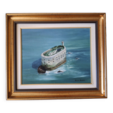 Oil on canvas by Roland Rochefort signed and framed Fort Boyard