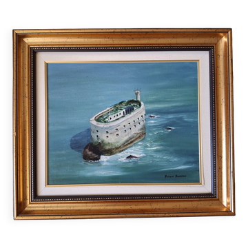 Oil on canvas by Roland Rochefort signed and framed Fort Boyard