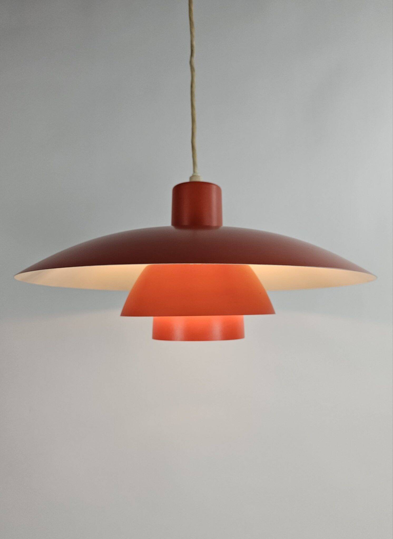 Louis Poulsen PH 4/3 pendant lamp orange metal shades by Poul Henningsen
