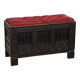 Banc/coffre anglais antique avec siège capitonné rouge