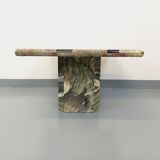 Vintage square marble coffee table with geometric patterns from the 70s
