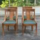 4 gondola chairs, Charles X restoration, solid wood and green leather, 19th century.