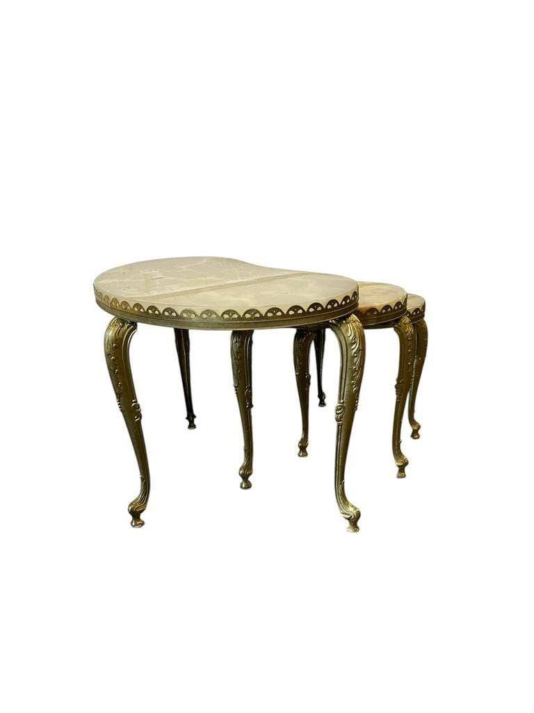Set of 3 vintage nesting tables in onyx / side tables