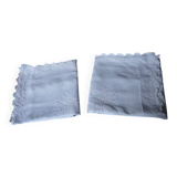 Old pair of pillowcases with openwork embroidery, monogrammed AR, 79x79cm.