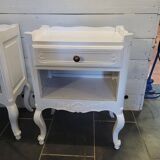 Pair of white patinated Louis XV style bedside tables