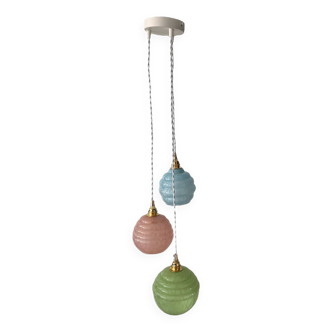 Art Deco triple globe waterfall pendant light