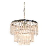 Vintage Italian Crystal & Chrome Chandelier, 1970s