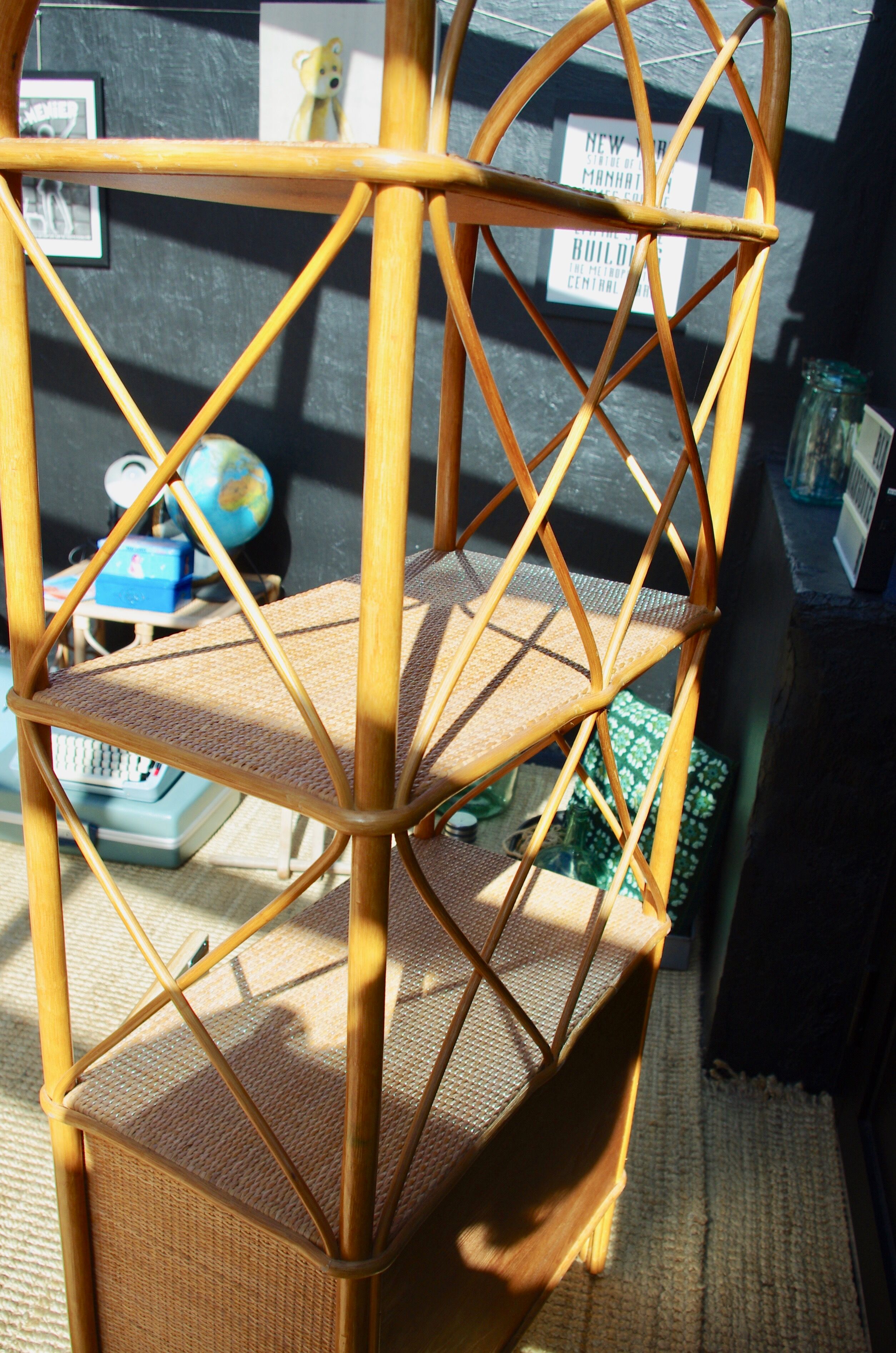 Shelf rattan and bamboo 70s