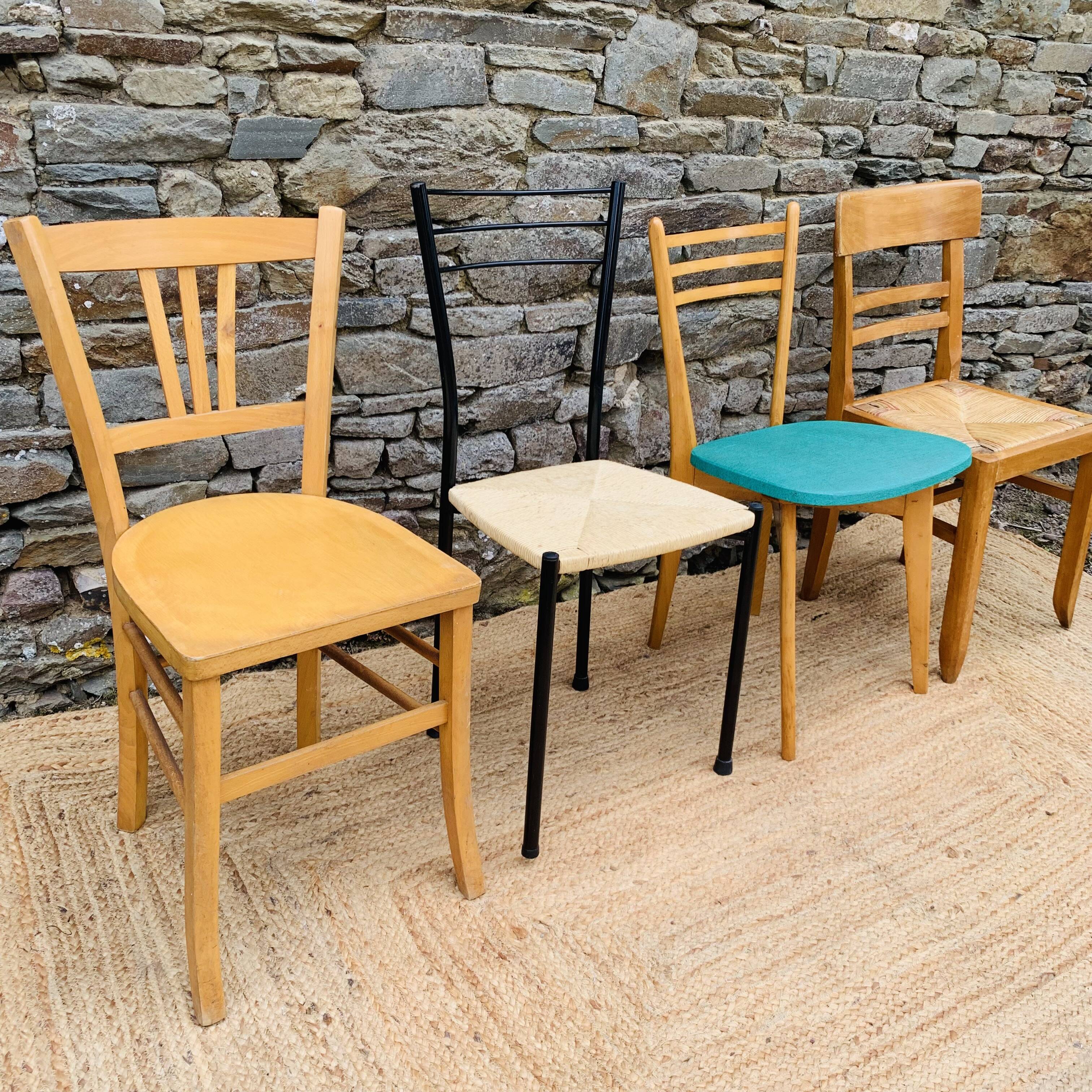 Set of 4 mismatched chairs