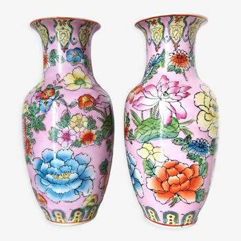 Paire de vases chinois fleuris
