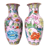 Pair of flowered Chinese vases