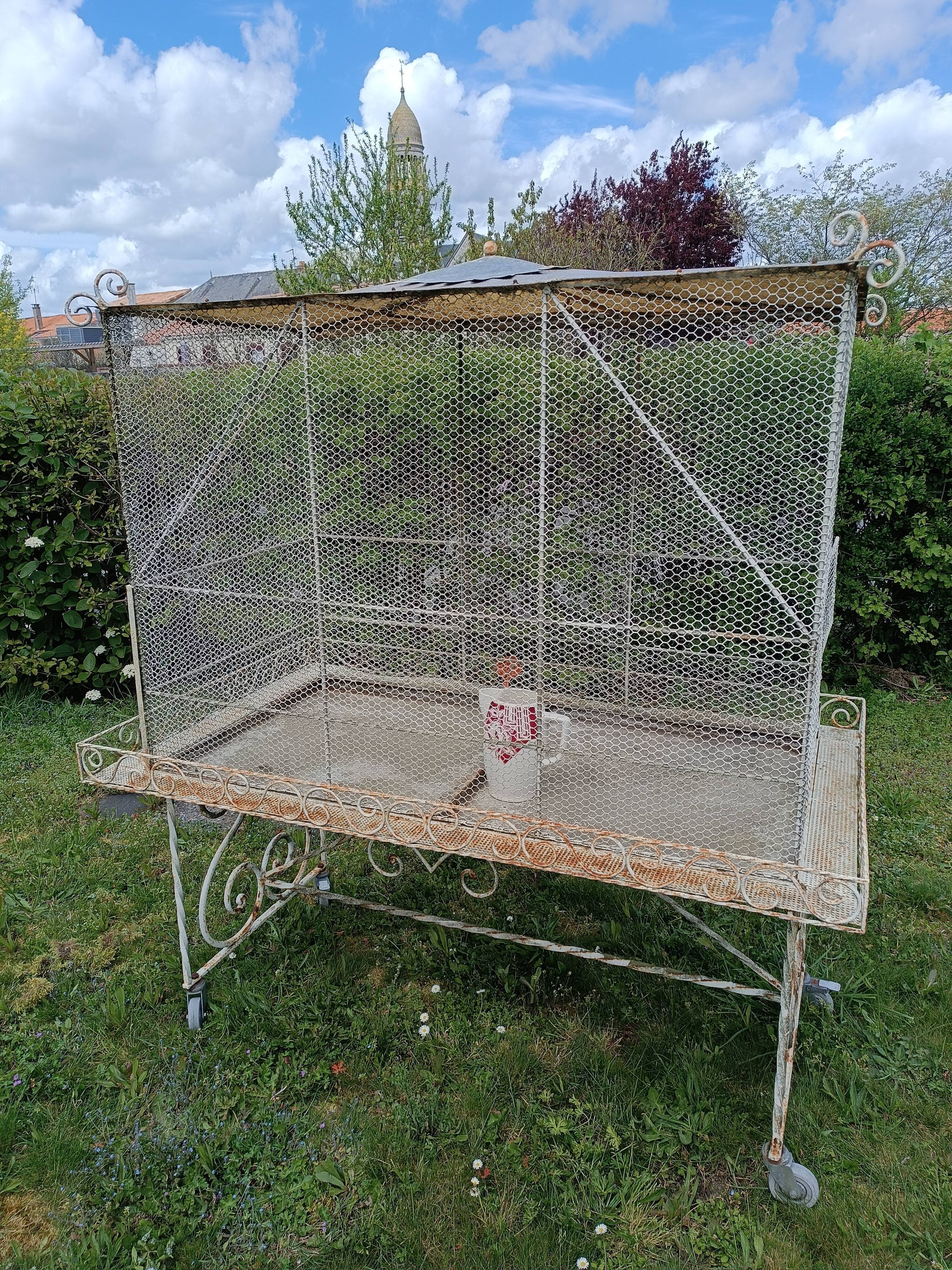 Volière cage à oiseaux fer forgé 20 ème