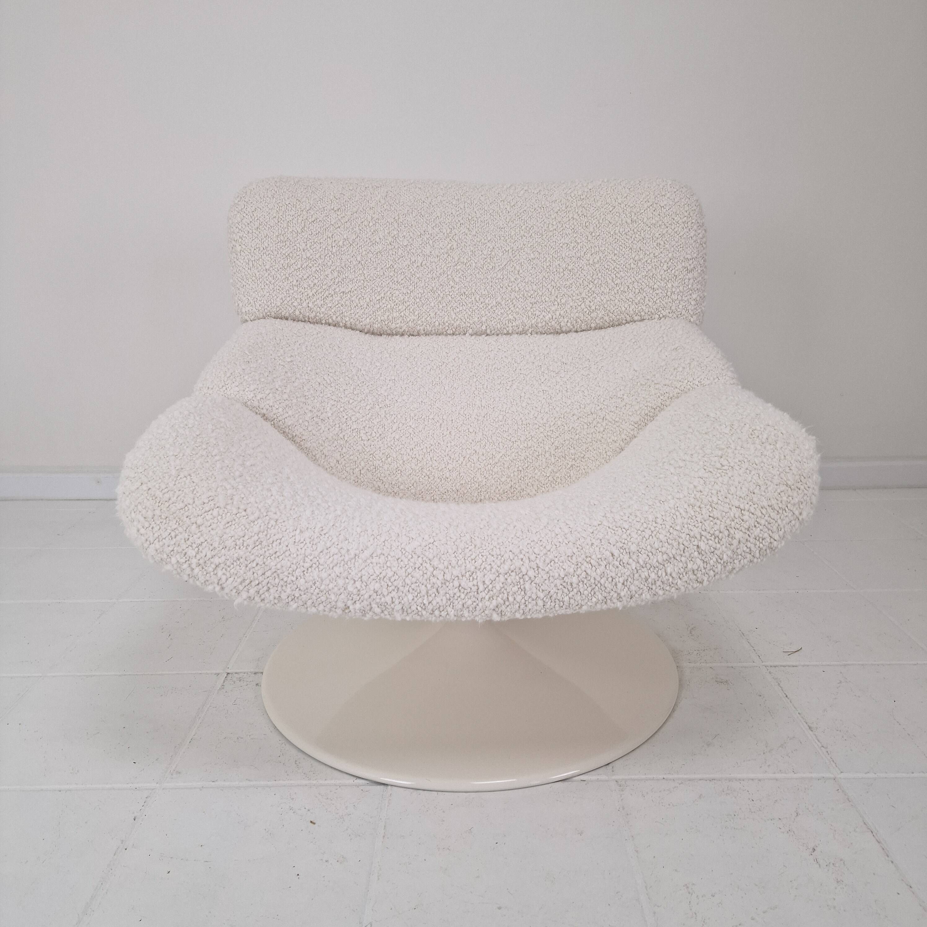 Restored Artifort F518 Lounge Chair by Geoffrey Harcourt in Bouclé Fabric,