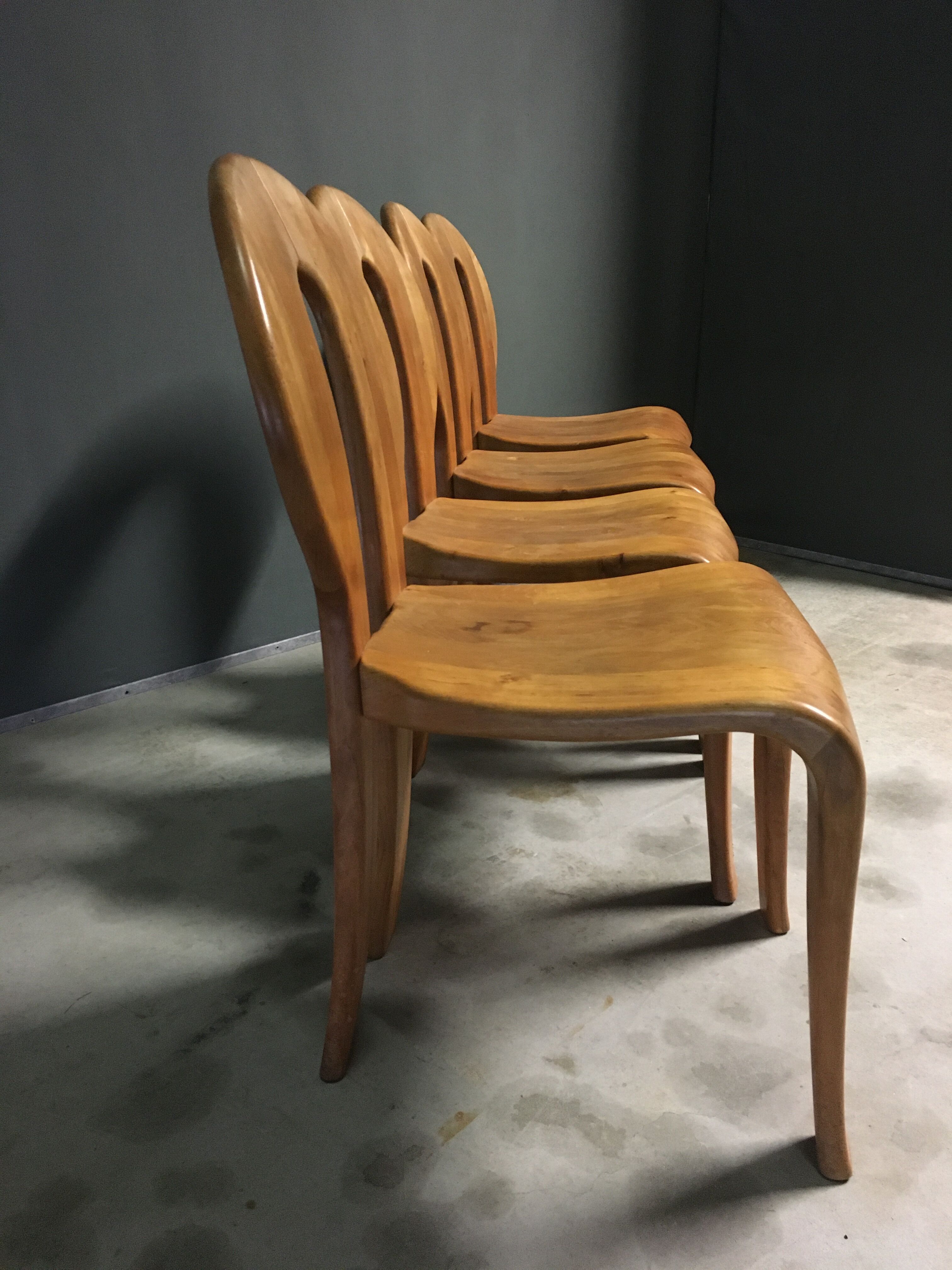 1980's wooden dining chairs.