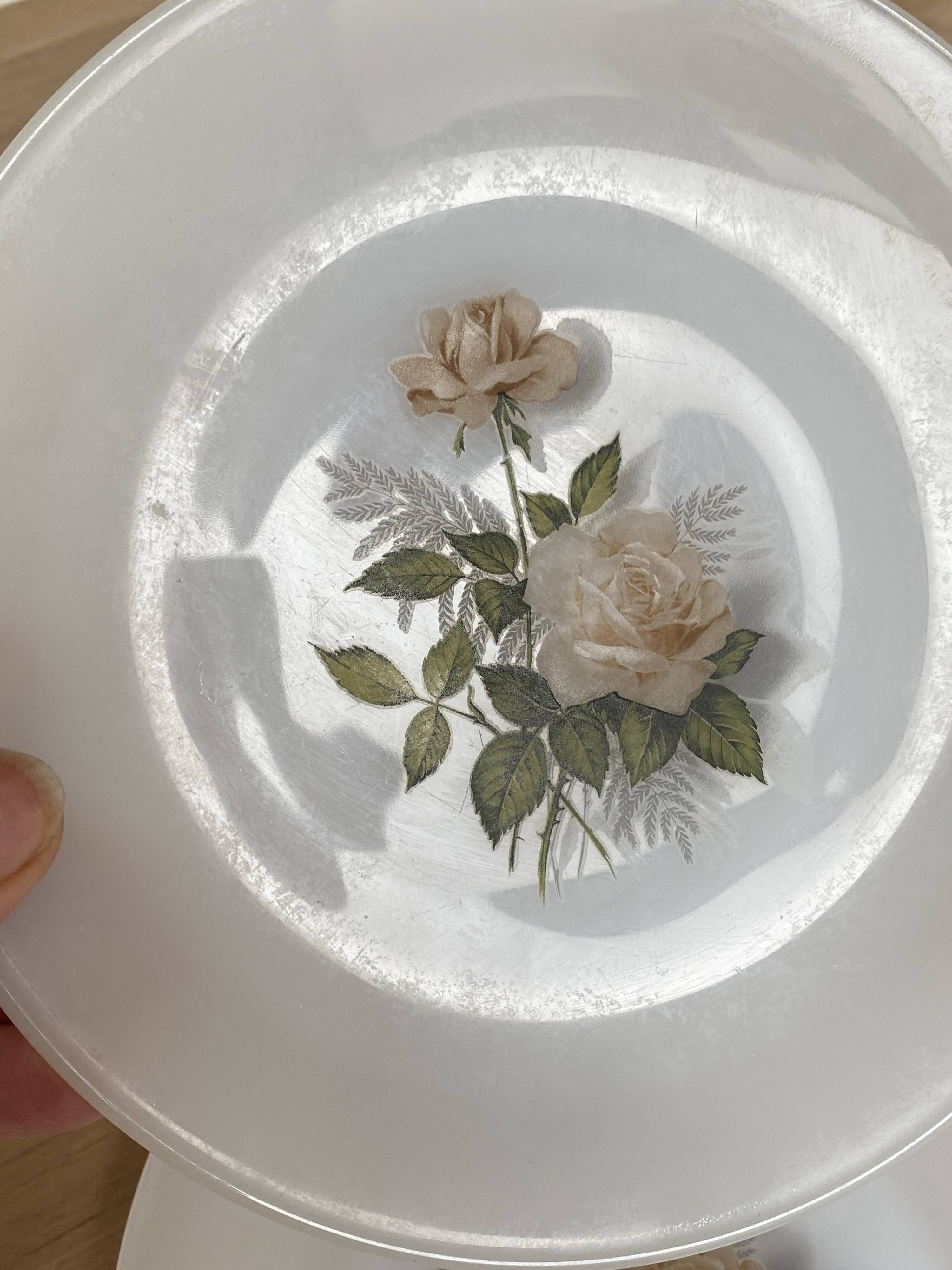 Set of 6 Arcopal Rose de France dessert plates