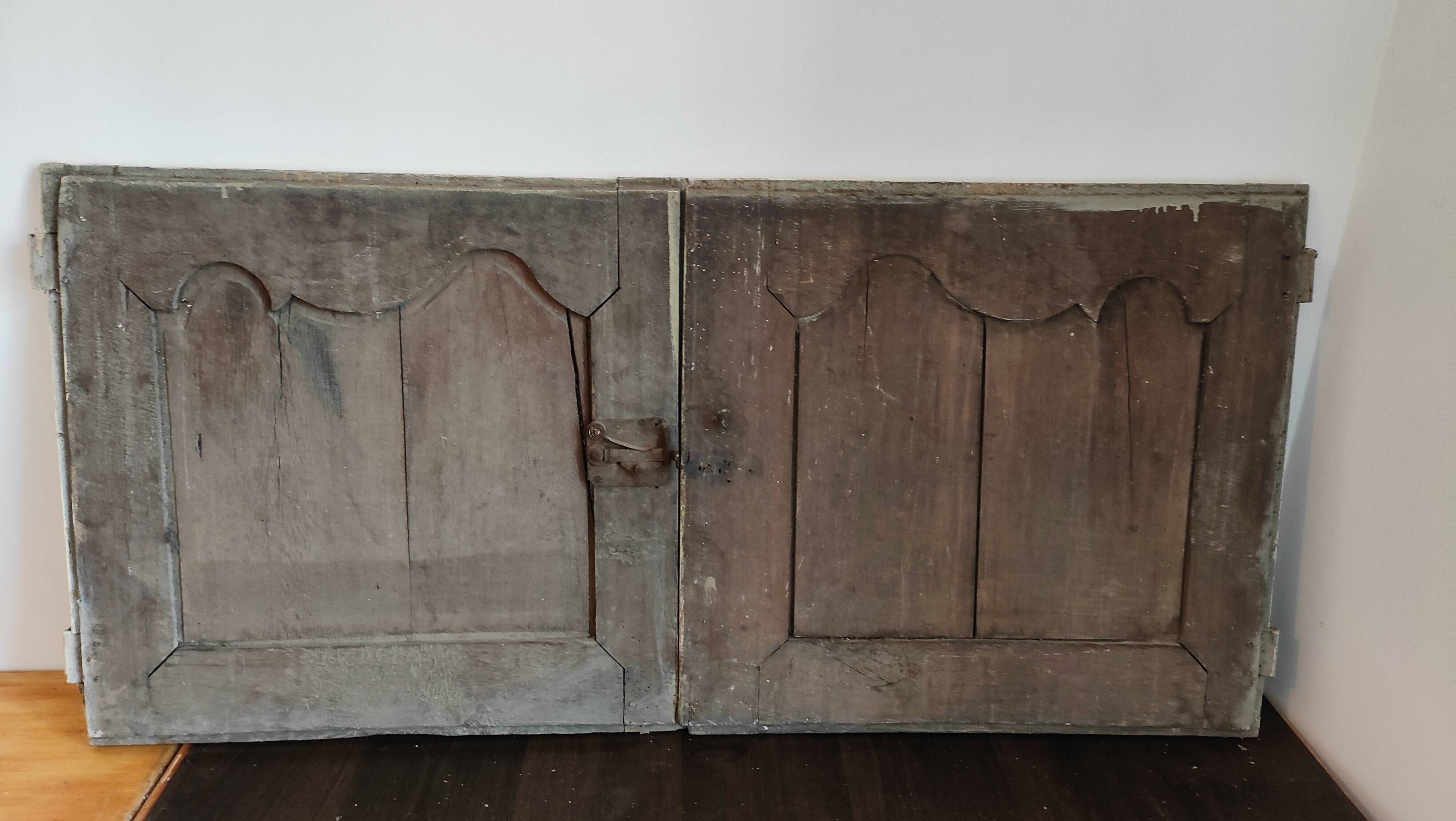 Pair of old oak cupboard doors – Louis XV style, panelled mo