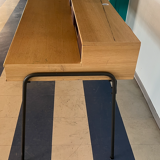 Wooden school desk with storage
