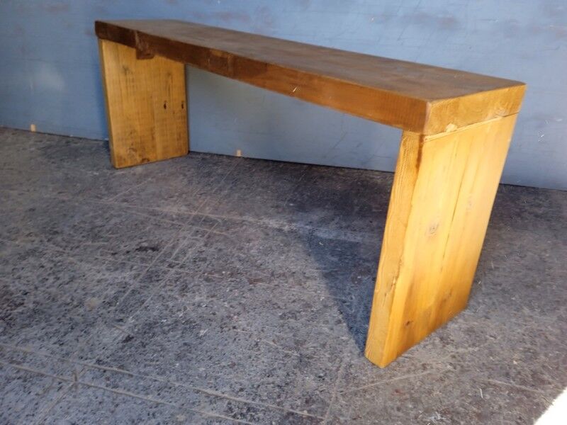 Old patinated solid wood bench 120cm