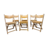 Set of 6 folding chairs blond wood