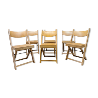 Lot de 6 chaises pliantes bois blond