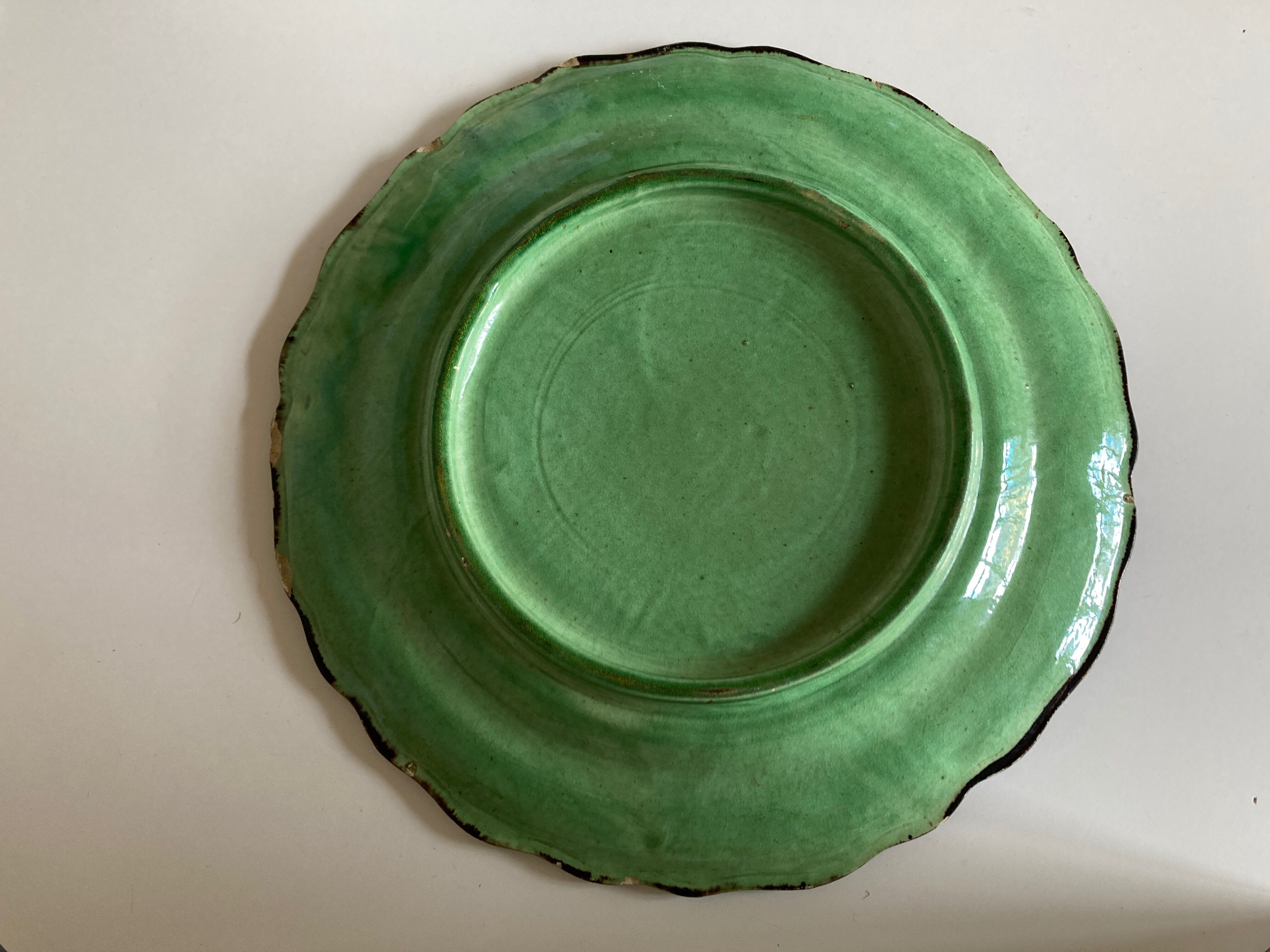 Centerpiece in glazed clay with godrons Dieulefit 1950