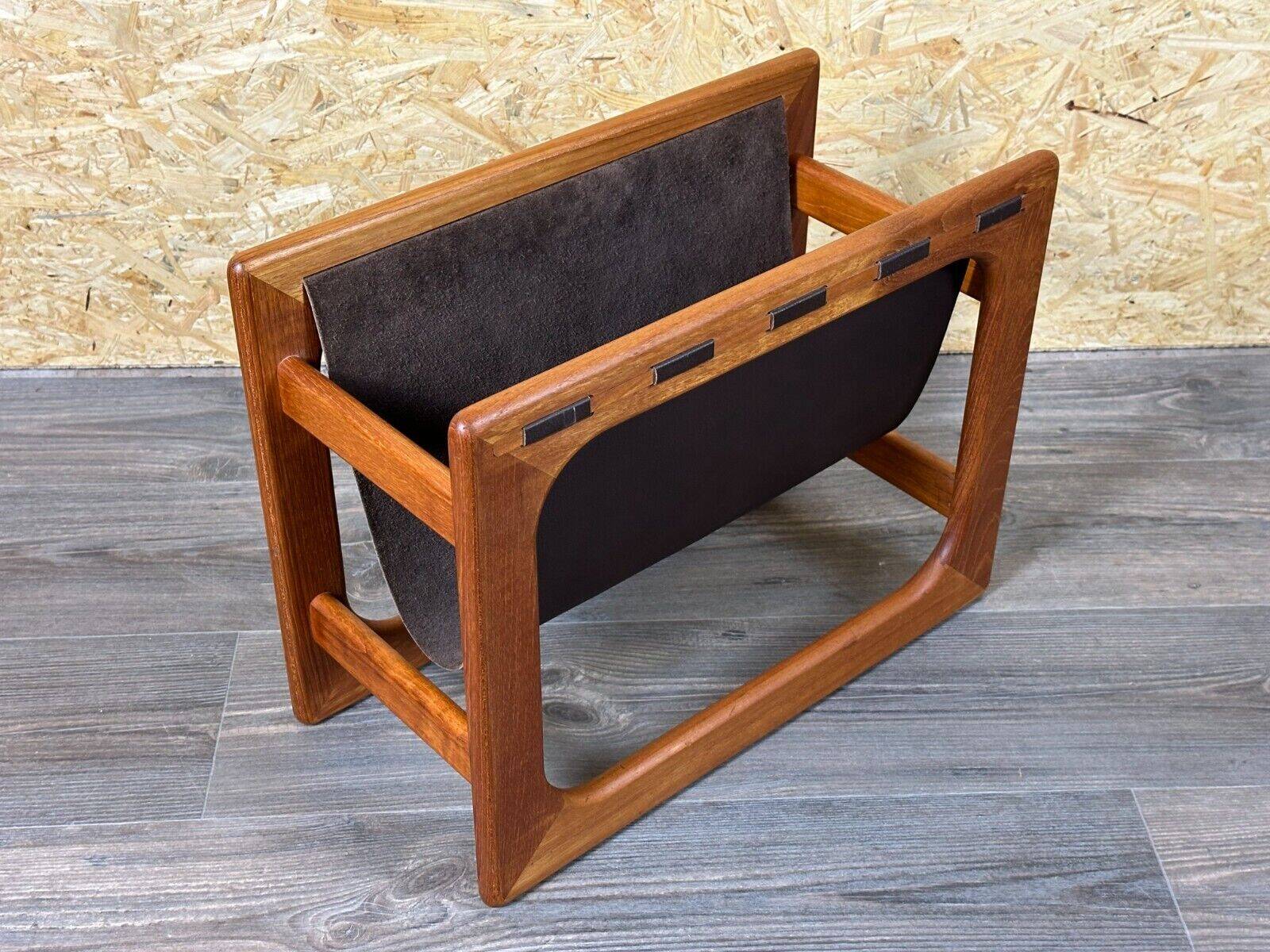 60s 70s newspaper holder Aksel Kjersgaard made of teak & leather