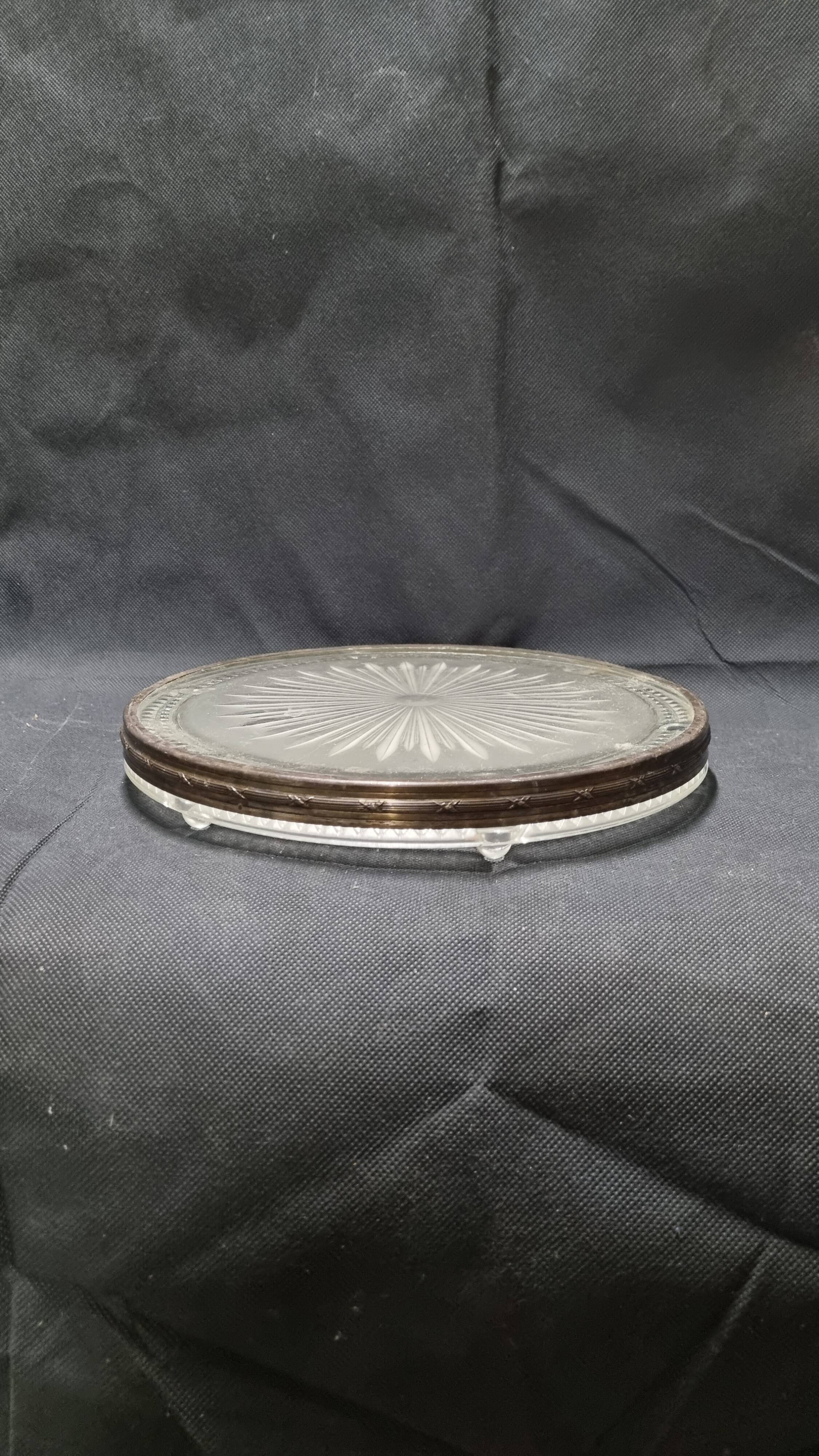 Verlys Art Deco glass and silver coaster