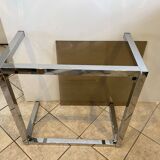 Square coffee table with smoked glass top and chrome base an70