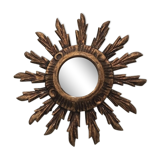 Sun mirror in French gilded wood 70s