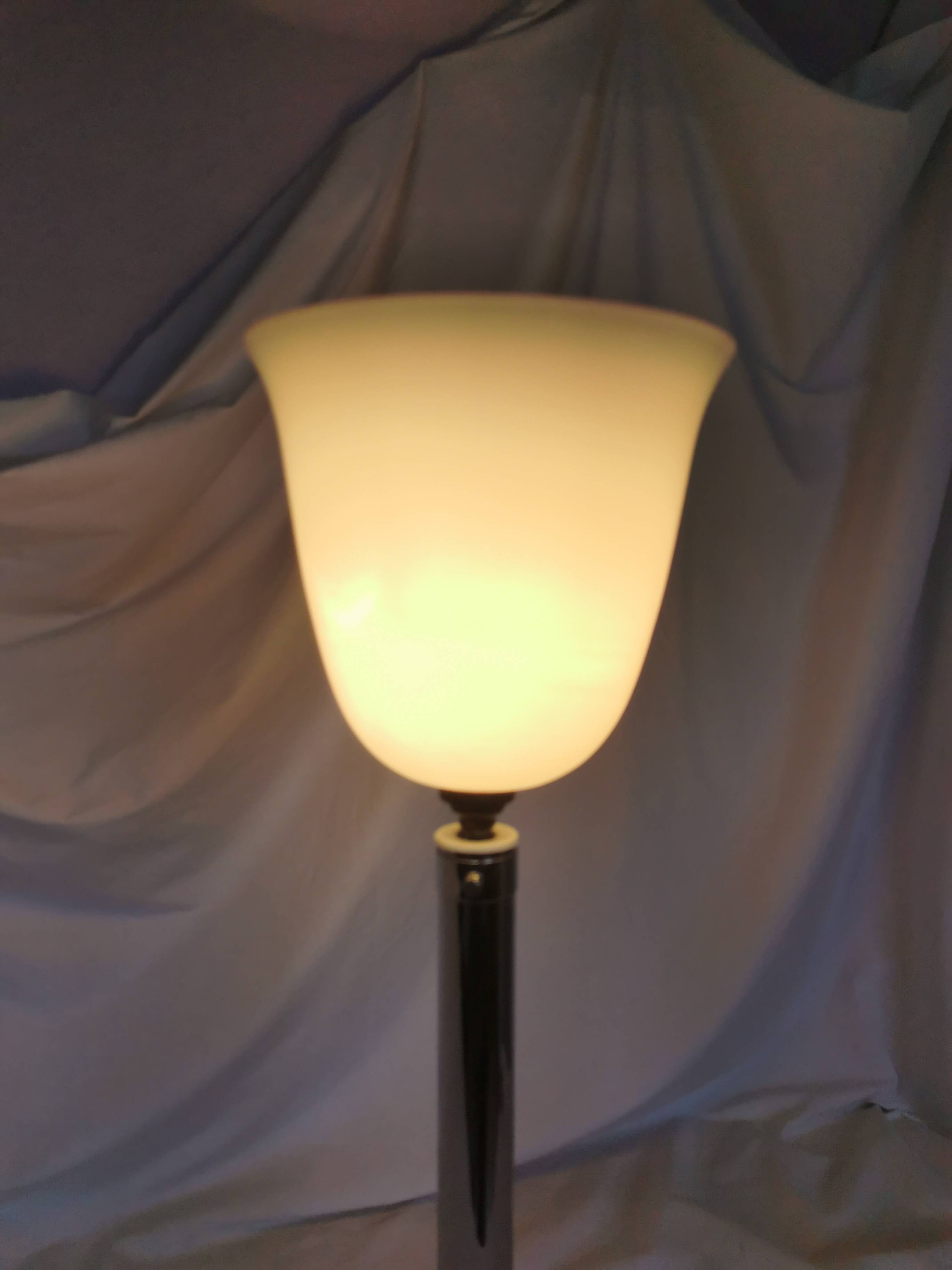 Large chrome and opaline lamp, Mazda and Ferdinand Solere, France, 1970