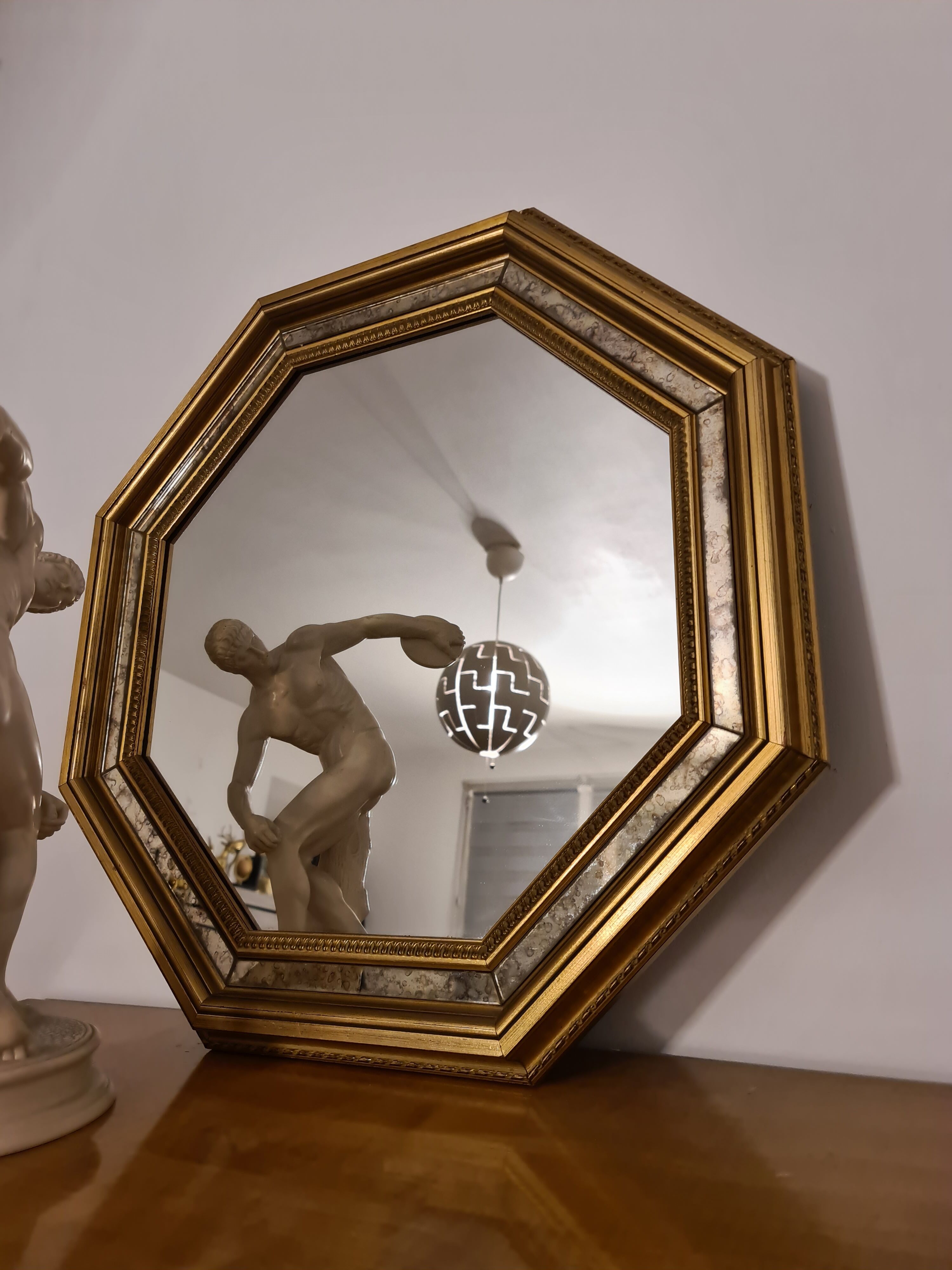 Octagonal Mirror Art Deco Vintage 59*59cm wood