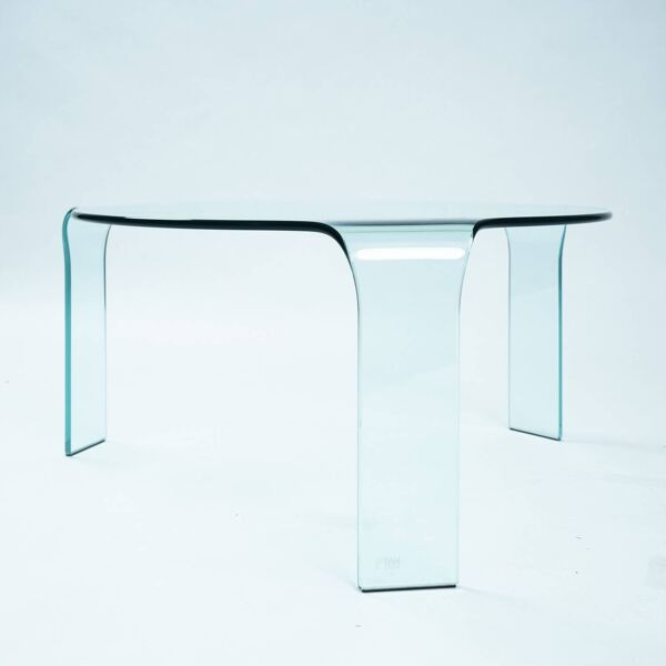 Table basse ou d'appoint ronde en verre Fiam, Italie, années 1980