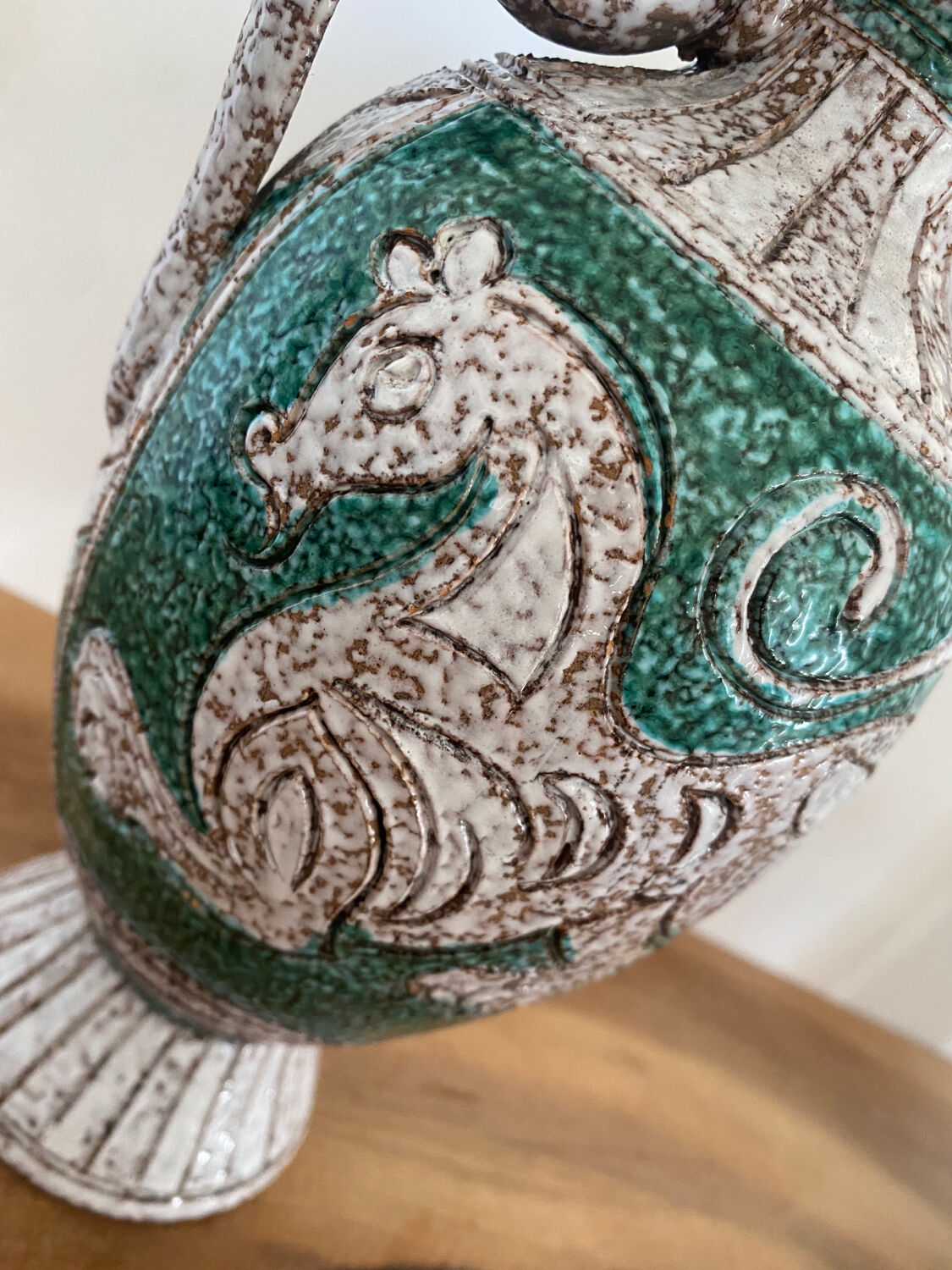 Fratelli Fanciullacci turquoise green horse ceramic vase