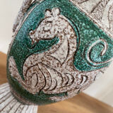 Fratelli Fanciullacci turquoise green horse ceramic vase