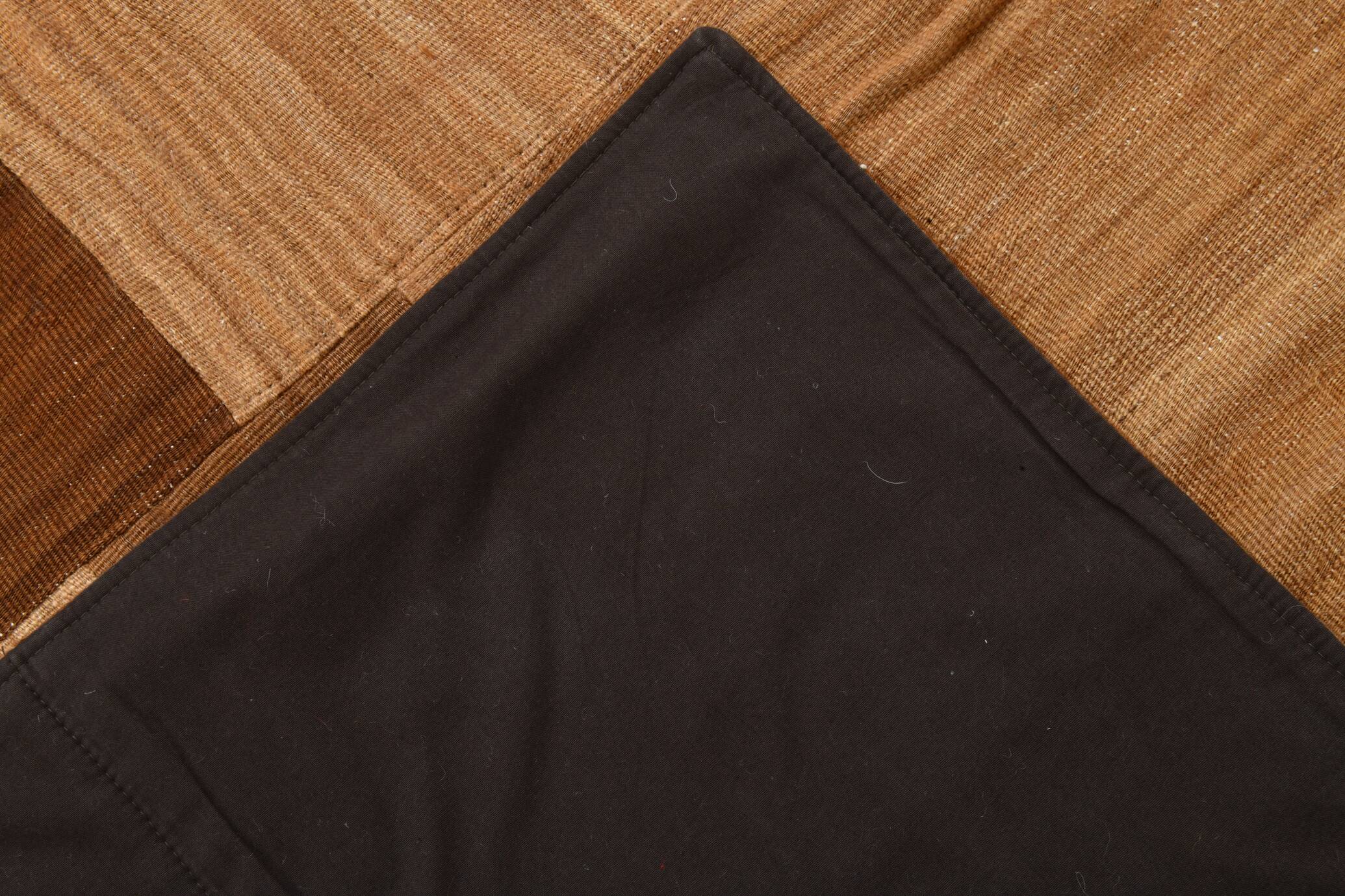 4x6 Checkered Pattern Camel Brown Vintage Kilim Rug, 140x172Cm