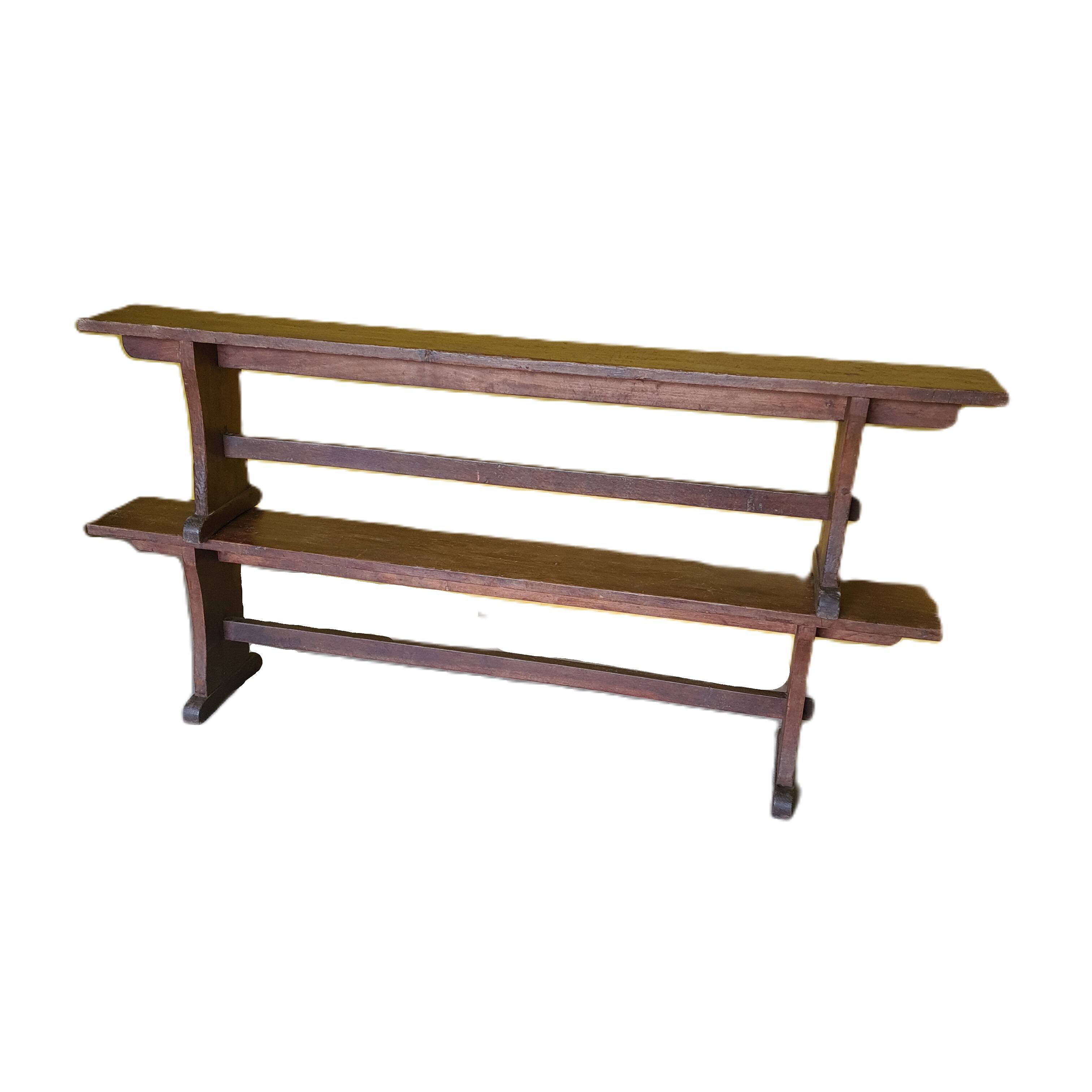 French Farmhouse/Monastery Benches Made Of Softwood, 1st Half Of The 20th Century