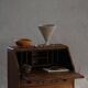Desk / Chest of drawers in modern Danish oak from the early 20th century with shell handles.