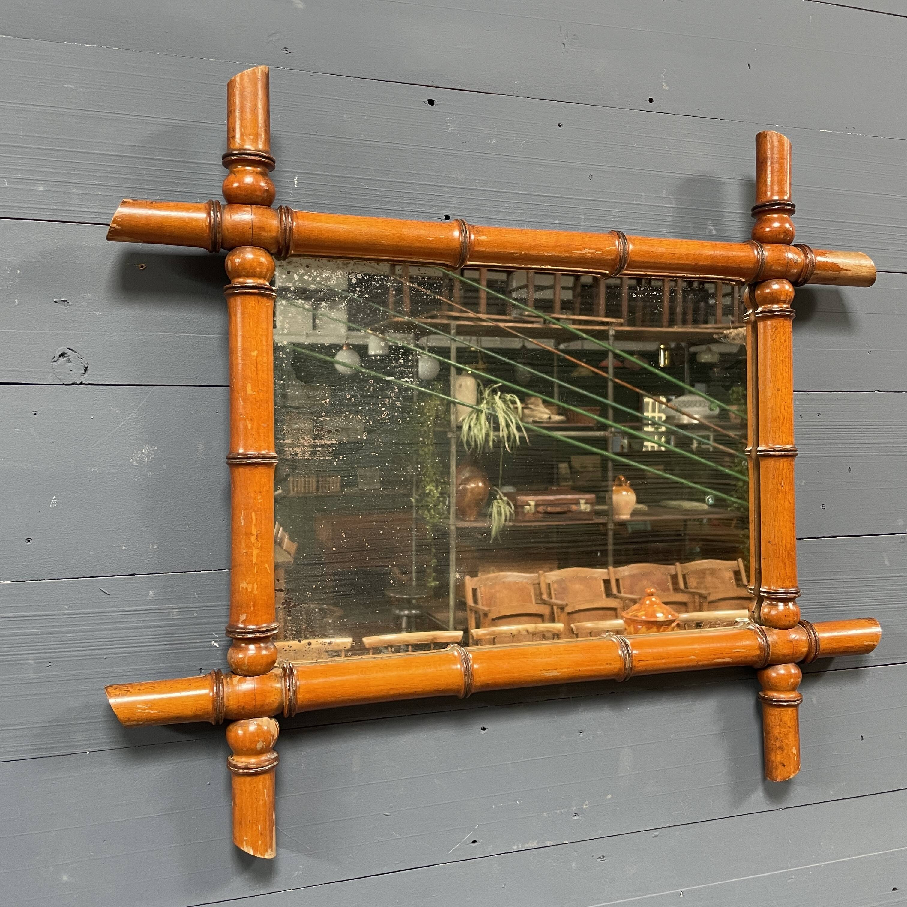 Antique faux bamboo mirror from France
