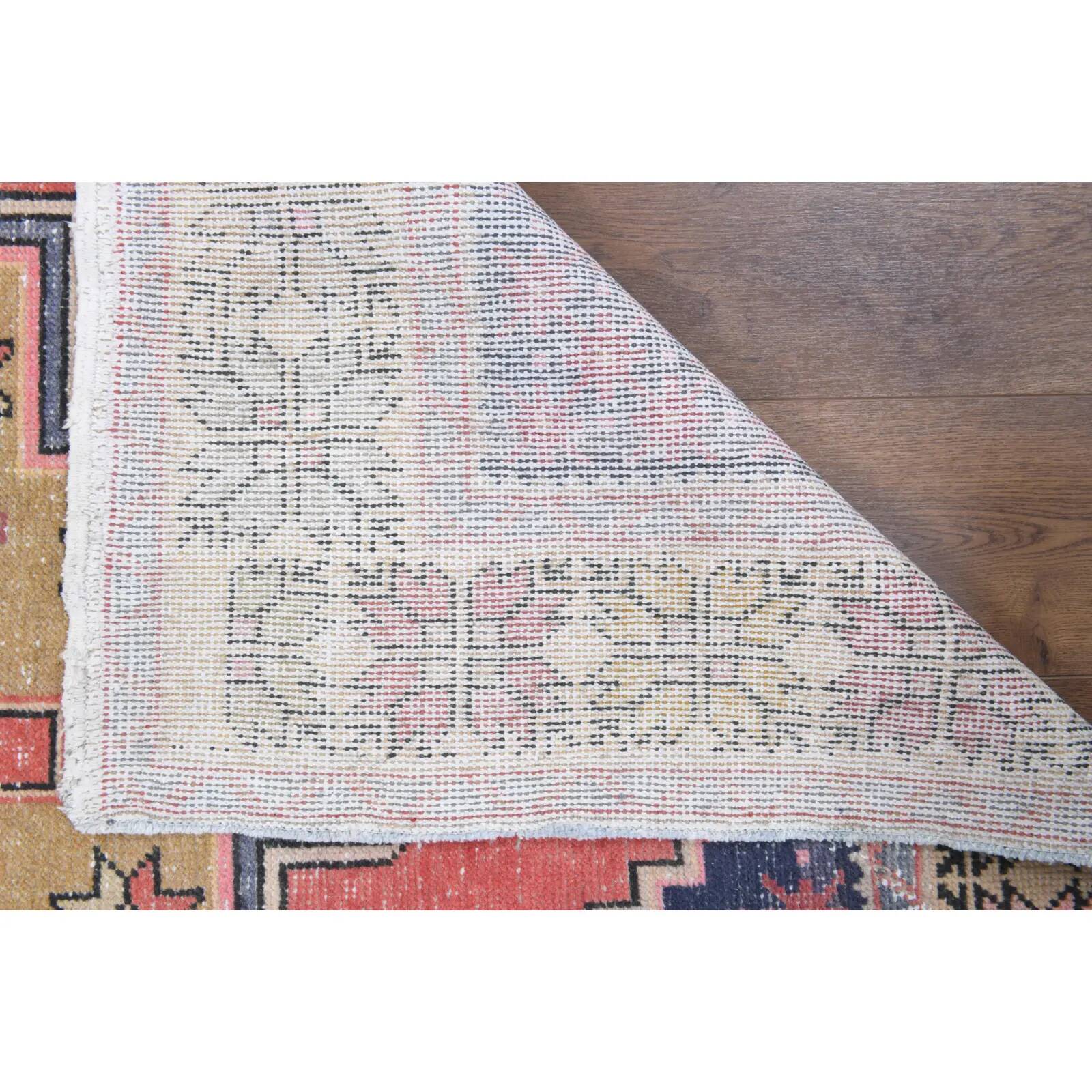 Vintage Turkish Oushak handmade wool cotton pink area rug 131x253