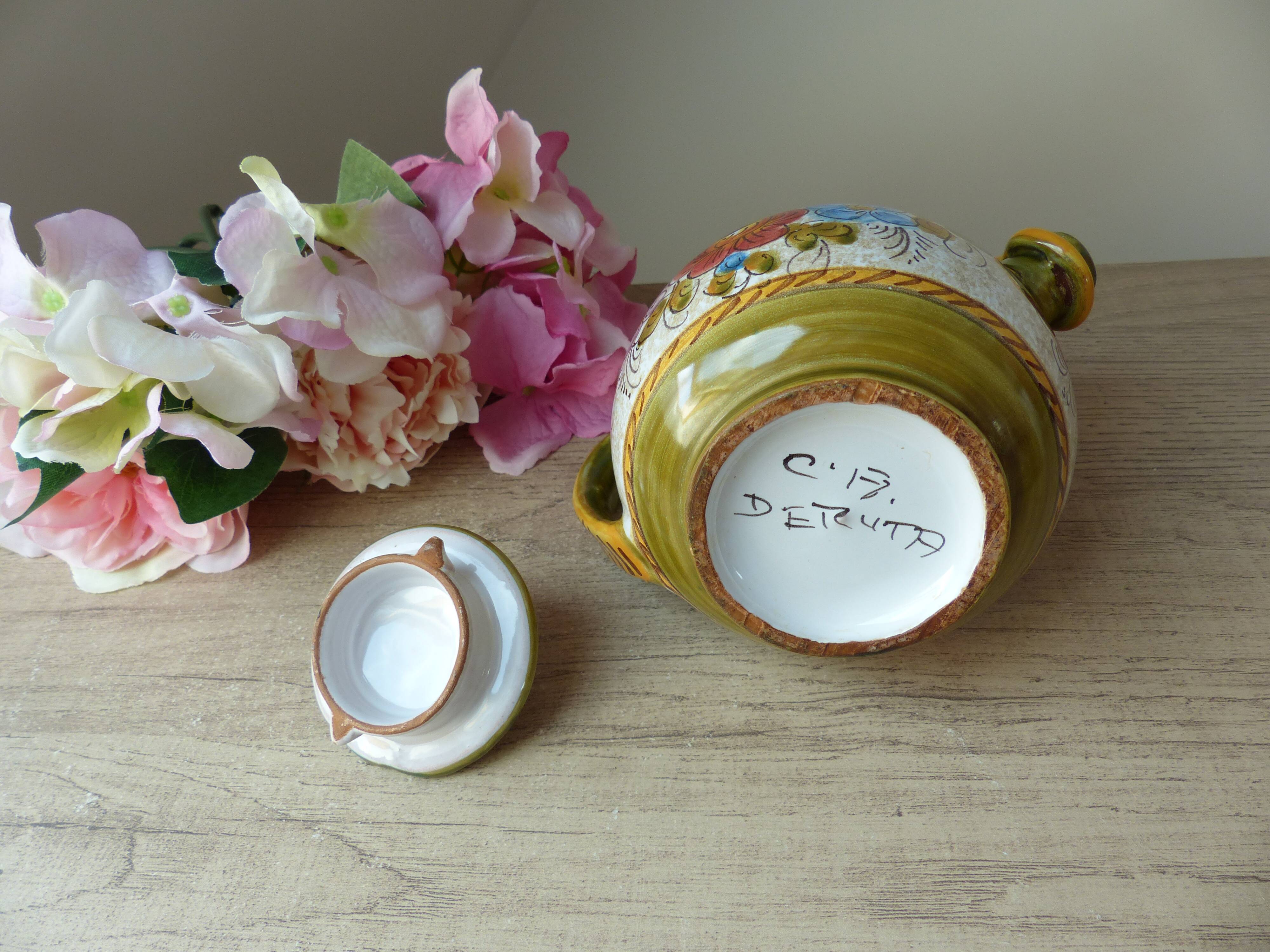 Pitcher, tiled kid from Deruta, Italy, Vintage