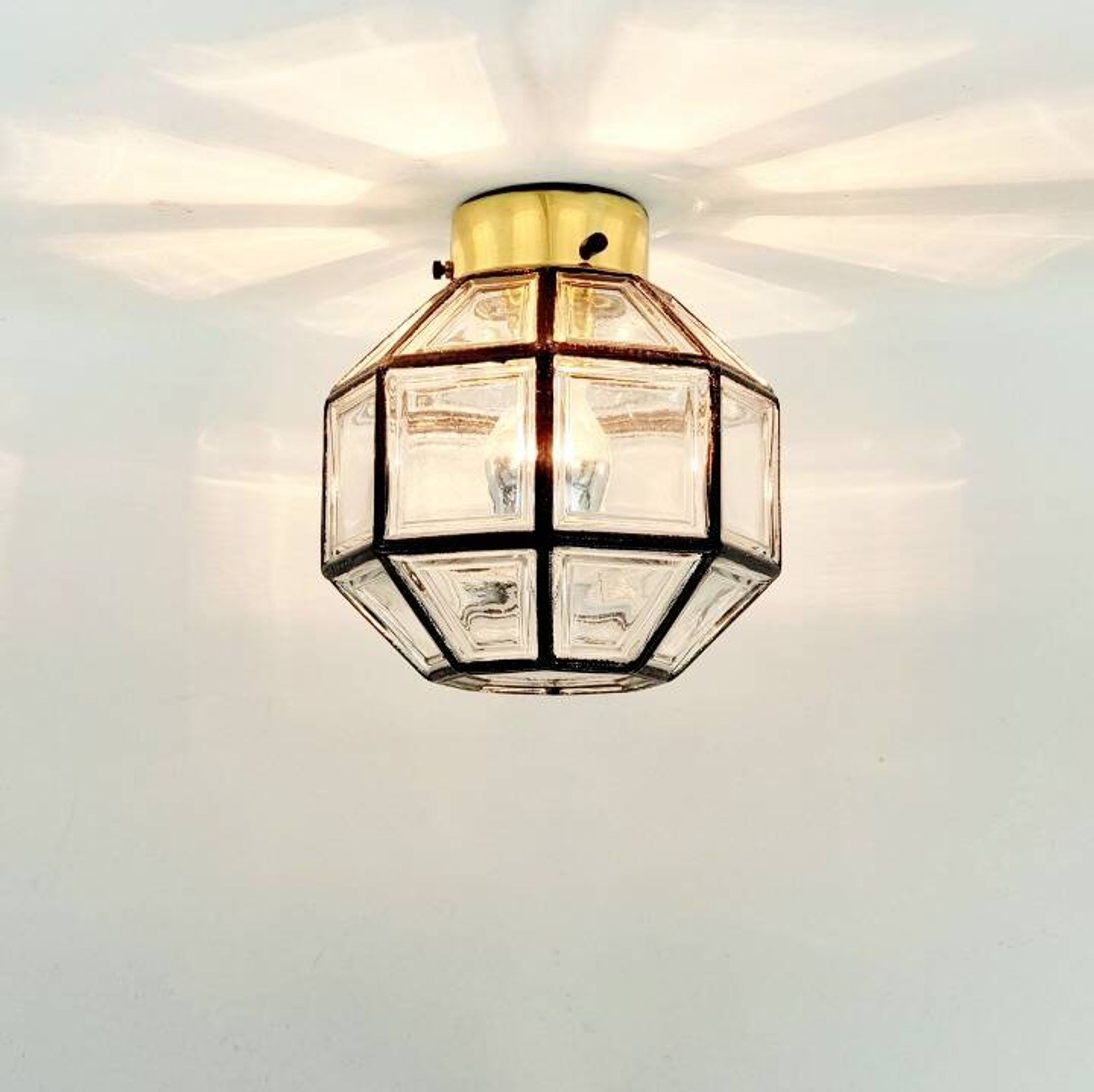 Mid-Century Glass Ceiling Light from Limburg, Germany, 1960s