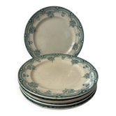 Set of 6 flat plates, ironstone Narcisses Onnaing.
