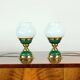 Suite de lampes de table en verre opalin et laiton, Tchécoslovaquie 1955