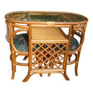 ensemble en rotin table - fauteuils