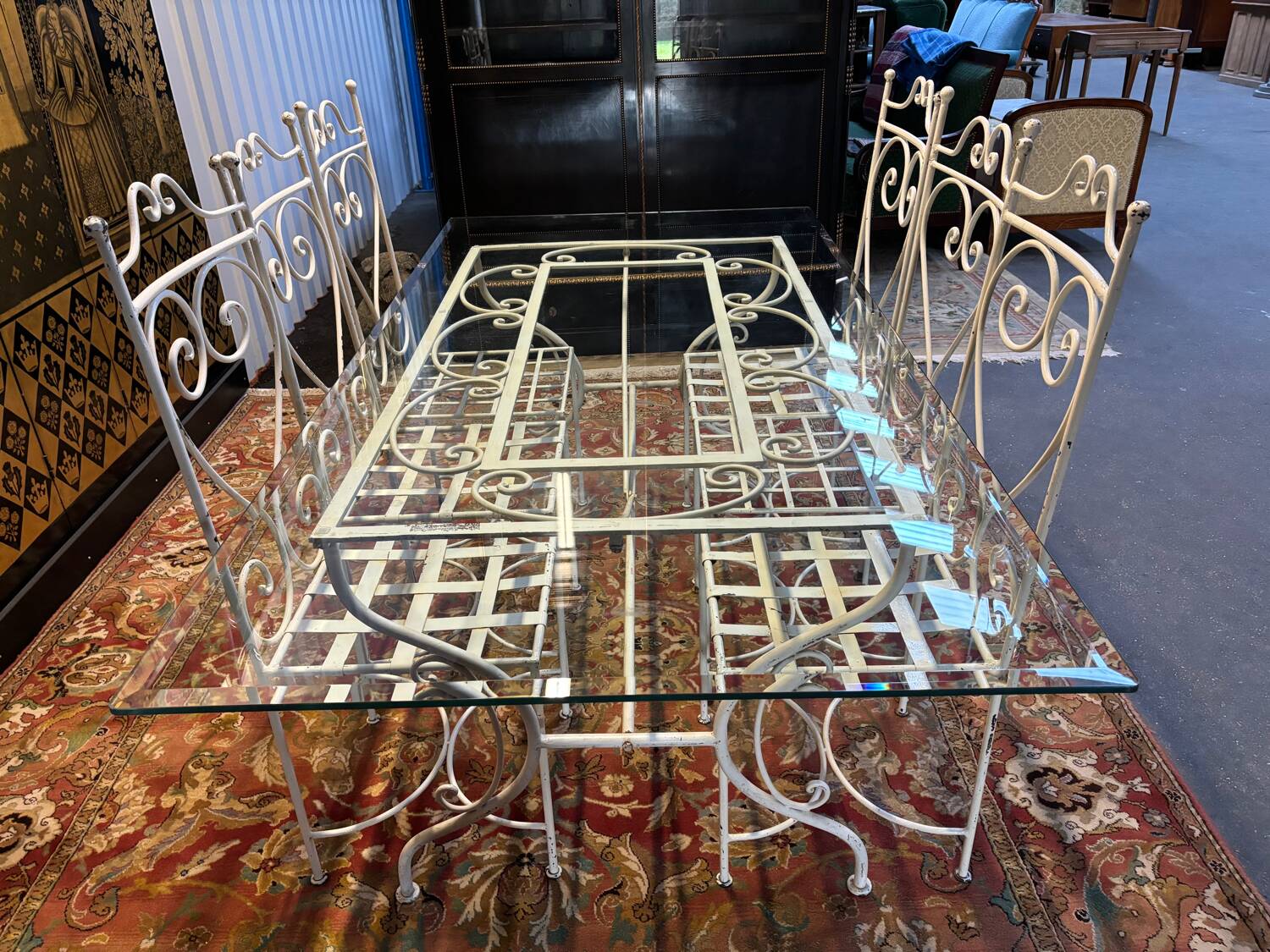 Iron and glass garden furniture