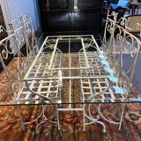Iron and glass garden furniture