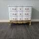 Louis XV style chest of drawers, white and gold