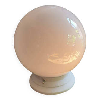 Applique plafonnier vintage avec Globe lampe verre opaline blanc