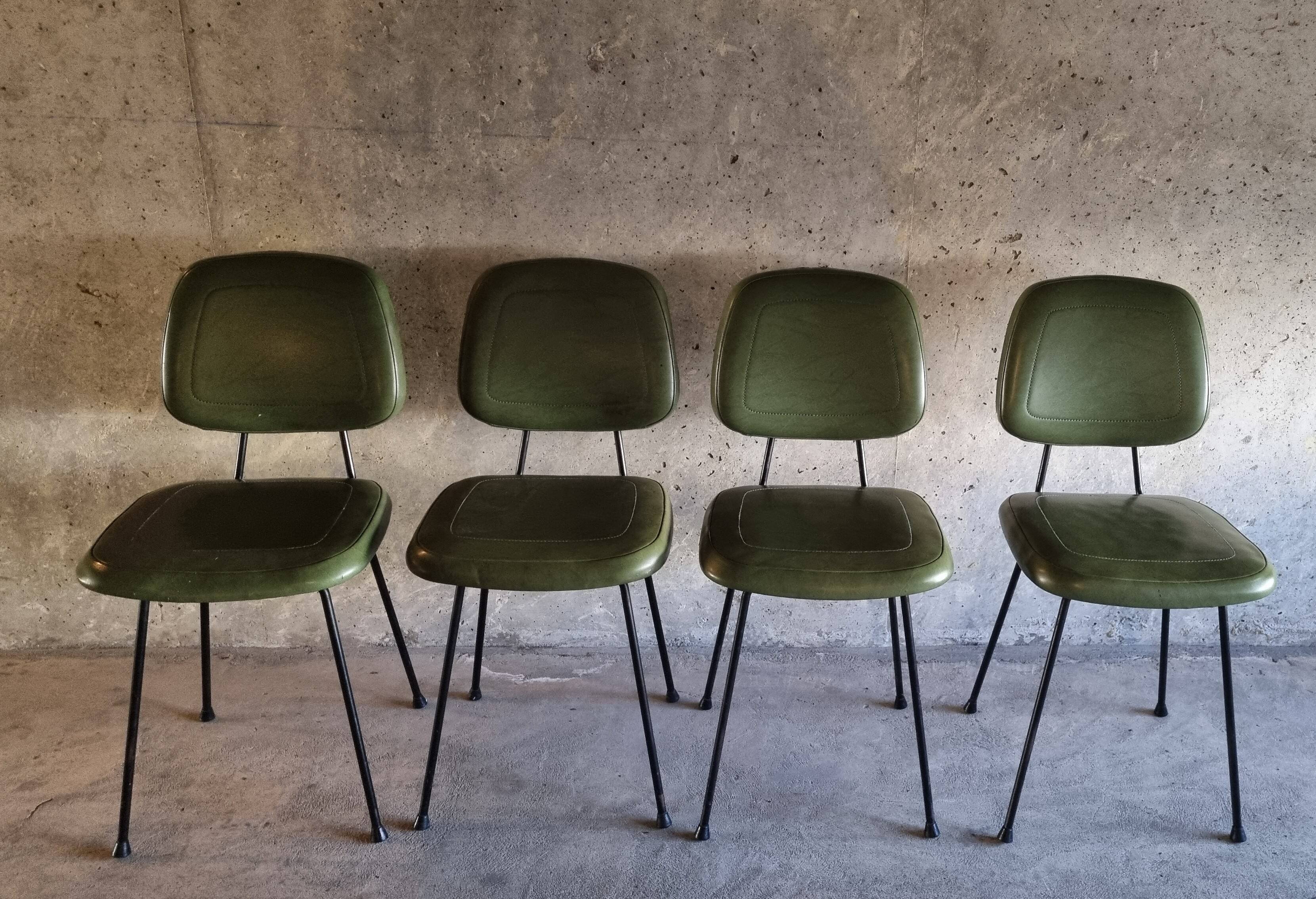 set of 4 vintage green chairs