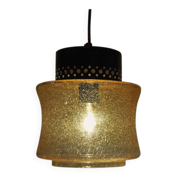 Suspension danoise vintage en laiton et verre